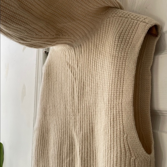 Anthropologie Cashmere Cream Sweater Sleeveless Hoodie Vest - Picture 11 of 11